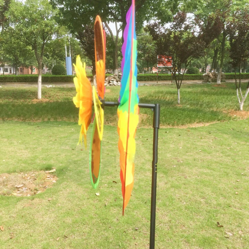 Новая красочная Радужная трехколесная ветровая вертушка мельница для сада двора