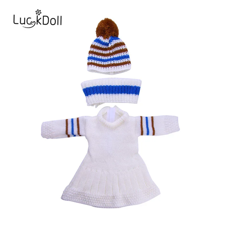 Вязаный шерстяной костюм LUCKDOLL + шарф 18 дюймов 43 см аксессуары для кукол детские