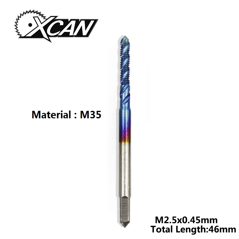 HSSM35-M2.5x0.45 Винтовой кран XCAN HSS из стали с титановым покрытием, спиральный метрический резьбовой кран M2/M2.5/M3/M3.5/M4/M5/M6, ручной кран TR - Цвет: HSSM35-M2.5x0.45