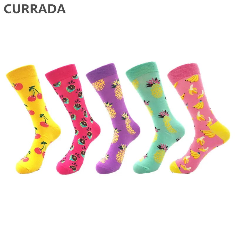 5 пар/лот брендовые качественные мужские носки из чесаного хлопка яркие Веселые