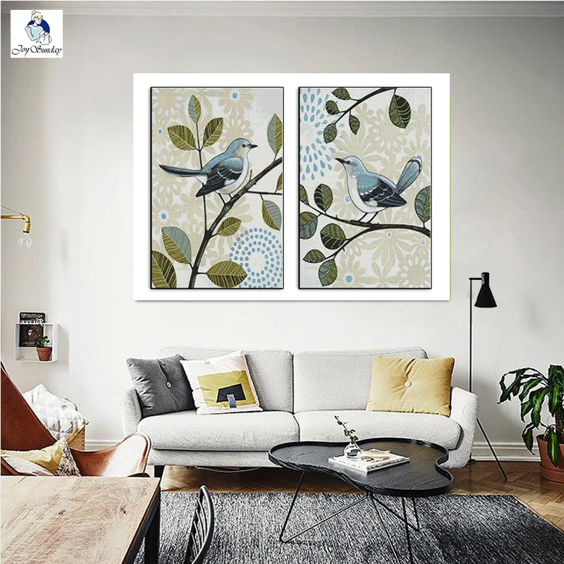 Joysunday crossstitch комплекты рукоделие два Товары для птиц любителей пение 14ct 11ct cottonfabric деко картина в подарок Art с фабрики
