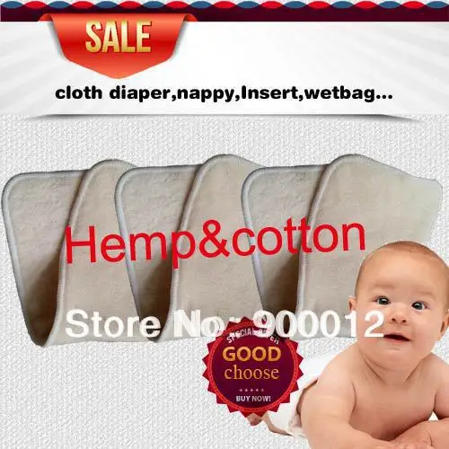 Free Shipping Naughty Baby Hemp Organic cotton 100pcs 4 Layers(2+2) Washable Reusable Baby Cloth Diaper Nappies Nappy Inserts