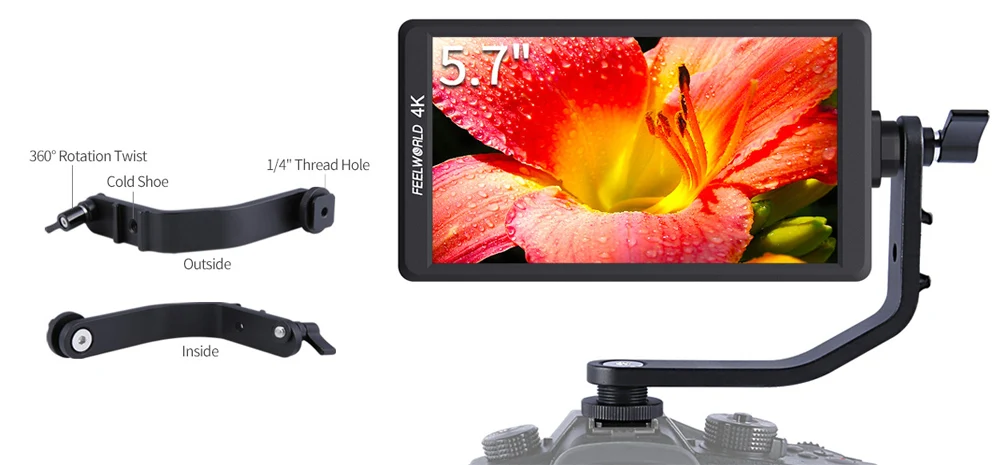Feelworld F570 5," ips Full HD 1920x1080 4K HDMI накамерный полевой монитор для Canon Nikon sony DSLR камеры Gimbal Rig