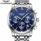 Часы наручные GUANQIN Мужские кварцевые, роскошные спортивные брендовые водонепроницаемые с календарем для плавания, с хронографом, с подсветкой HD, 10 бар