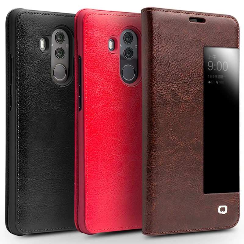 QIALINO Роскошный чехол для телефона из натуральной кожи Huawei Mate 10 Функция сна