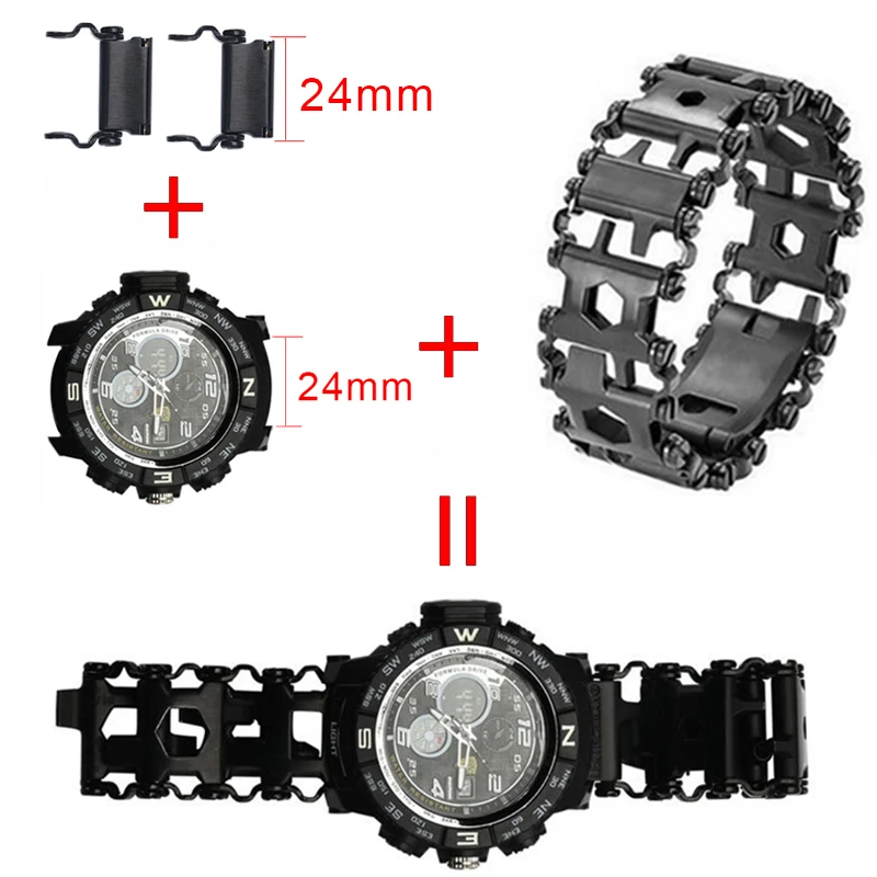 LITTLE FROG Watch Link Buckle Stainless Steel Multifunction Tool Outdoor Sports Bracelet Accessories for Men Adjustable | Украшения и