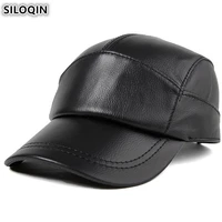 siloqin adjustable size genuine leather hat mens cowhide leather baseball cap autumn male bone snapback caps for men brands cap