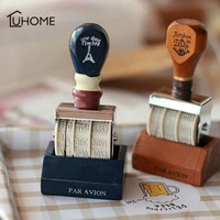 wooden handle diy date stamp for scrapbooking kawaii office stationery zakka decal material escolar school supplies craft stamps