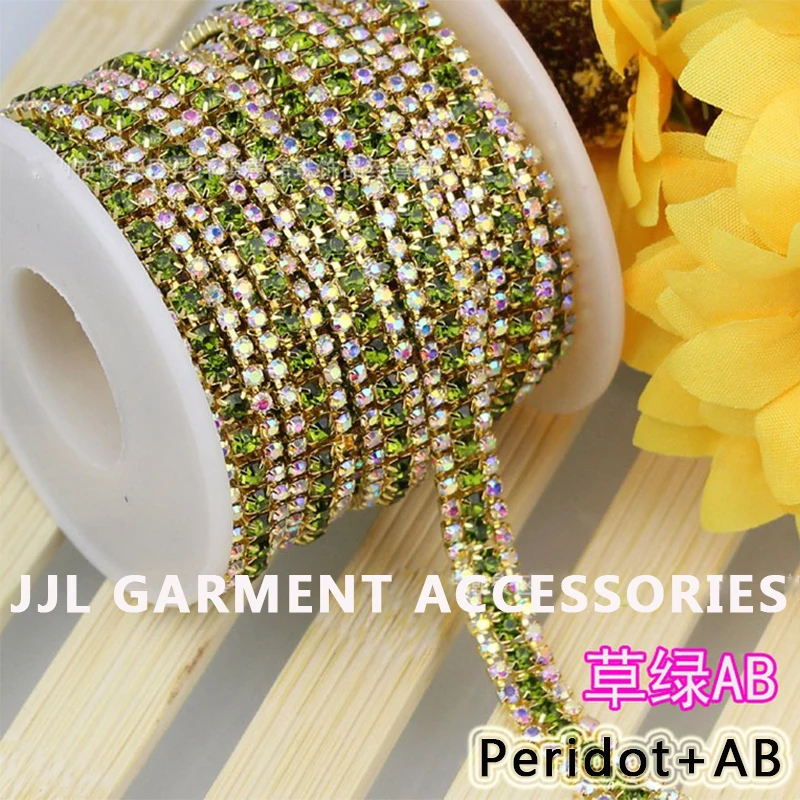 1 ярдов/партия 3-мя рядами красивых закрыть цепочка с прозрачными стразами SS8