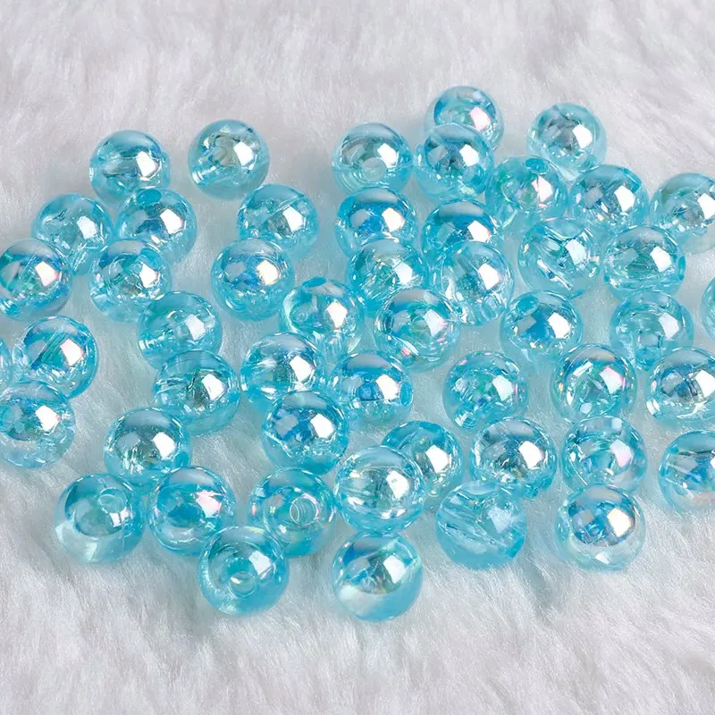 Light Blue Акриловые круглые бусины 6 мм 8 мм 10 мм AB Цвет свободные бусины для самостоятельного изготовления ювелирных изделий браслет ожерелье - Цвет: Light Blue