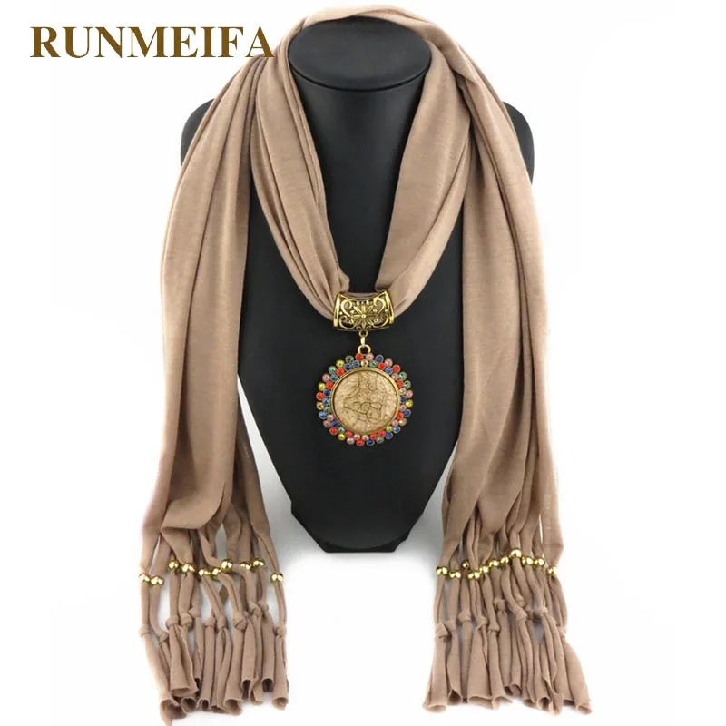 Модные подвески RUNMEIFA ожерелья шарф однотонный Круглый Сплав акриловый кулон в