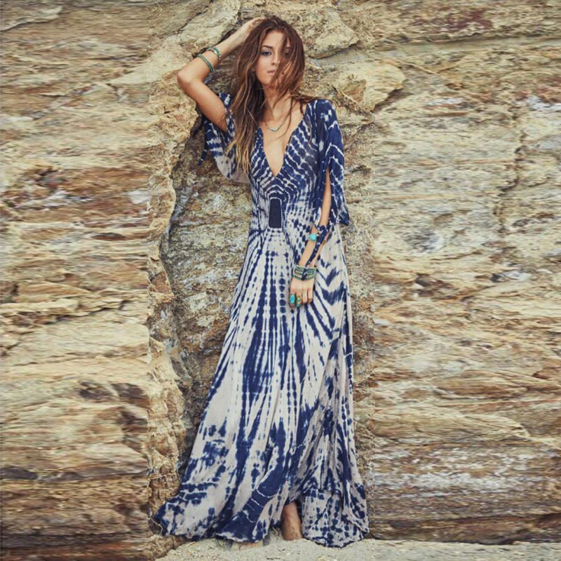 Платье градиентного цвета платье с поясом рукавом в виде листьев лотоса и