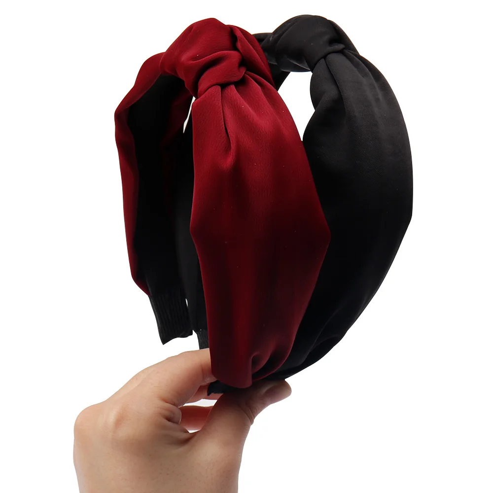 Модная однотонная шелковая повязка для волос с перехлёстом женщин и девушек