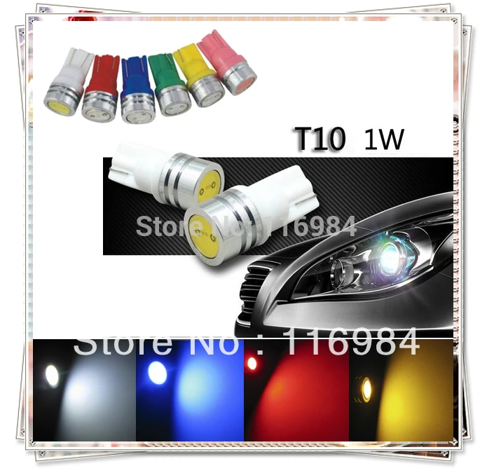 

10pcs/lot HOT SALE Super White 12V T10 W5W 501 1W CAR LED Light Side Light Bulb