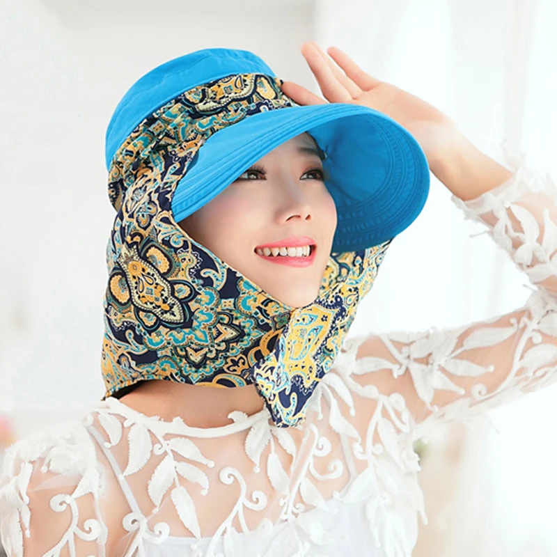 Женская шляпа от солнца [FLB] летняя Складная регулируемая с широкими полями и