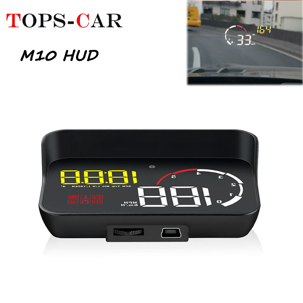 Автомобильный HUD Дисплей M10 лучше, чем A100S дисплей OBD2 сверхскоростПредупреждение автоматическая электронная температура воды