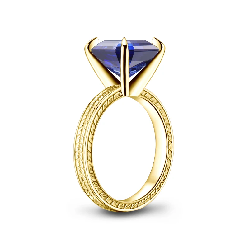 AINUOSHI 6 карат Asscher Cut Solitaire синие кольца создан Танзанит Драгоценный Камень Обручальное кольцо из стерлингового серебра ювелирные изделия