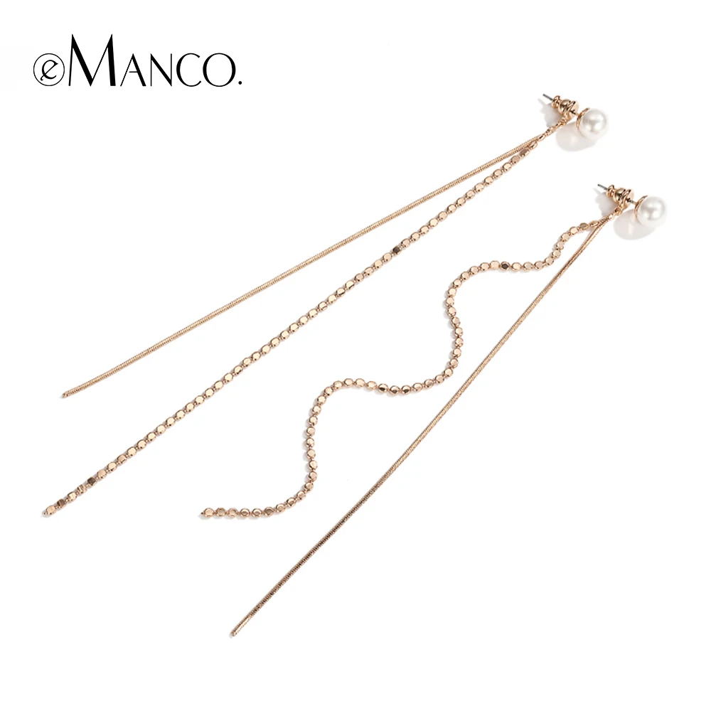 E-Manco Earrings for Woman 2019 Retro Hanging Set Ladies Classic Long Pendant Imitation Pearl Fashion Jewelry | Украшения и