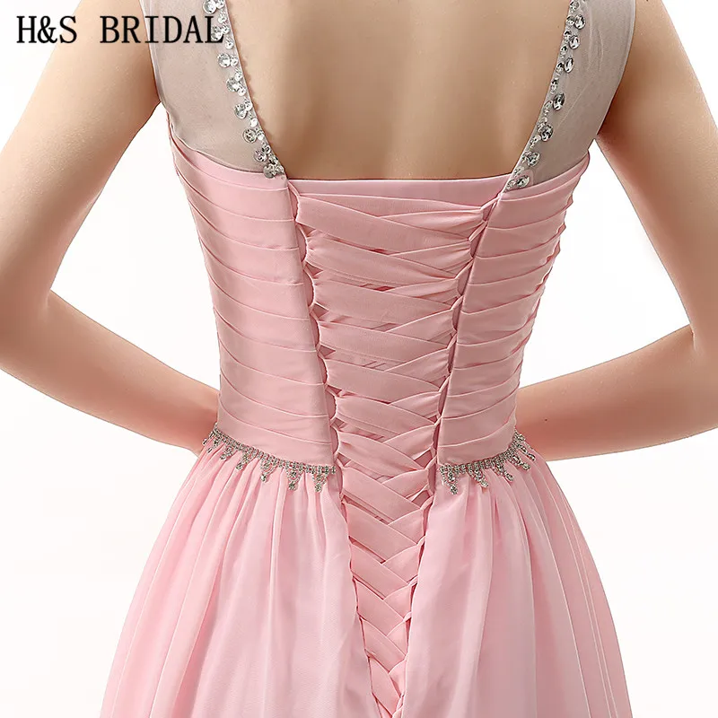 Женское вечернее платье H & S Черное шифоновое с прозрачными бусинами и для