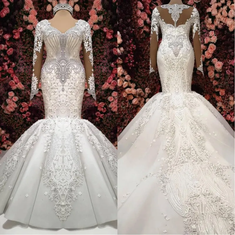 Роскошное свадебное платье Русалка с длинным рукавом 2021 robe de mariee Свадебные