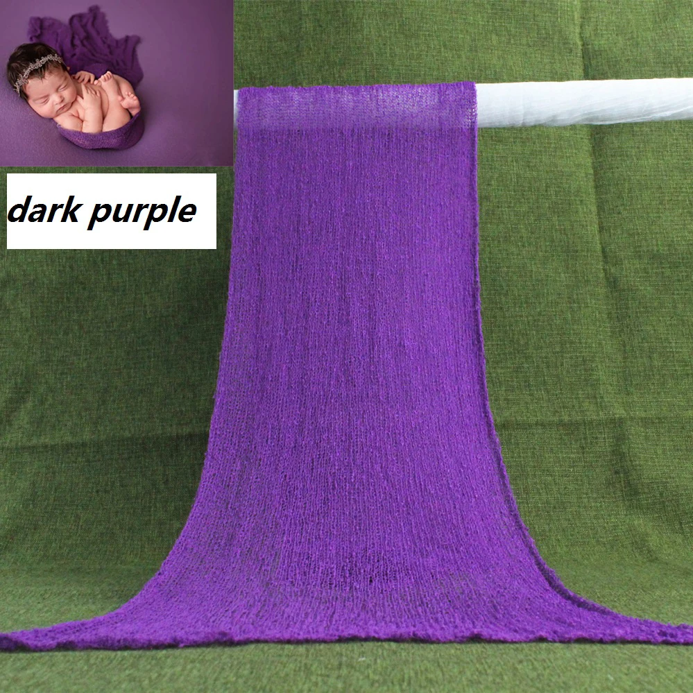 dark purple Новорожденный реквизит для фотосессии одеяло хлопковое обертывание растягивающееся детское одеяло пеленание новорожденный фотосессия - Цвет: dark purple