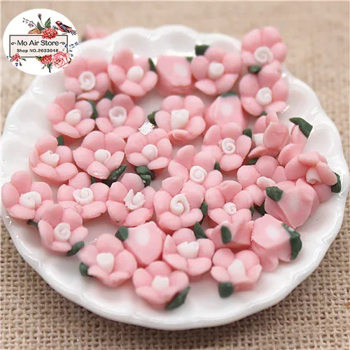 pink 50pcs 50 шт 6 мм Разноцветные керамические цветы ручной работы с плоской задней стороной Кабошон DIY украшения для телефона без отверстия - Цвет: pink 50pcs