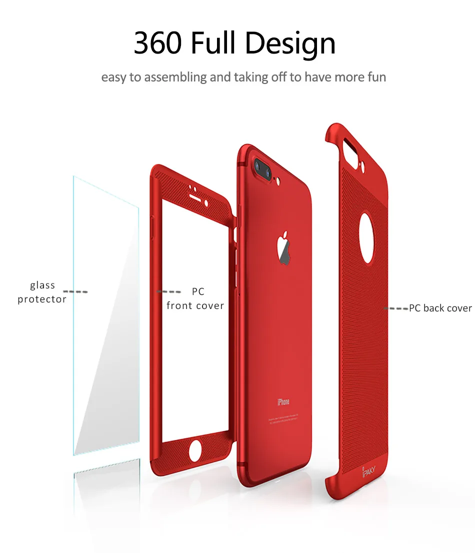 iPaky for iPhone 7 Plus Case Cover Hard Plastic PC Front + Back 2 in 1 Protective Shield Shockproof |