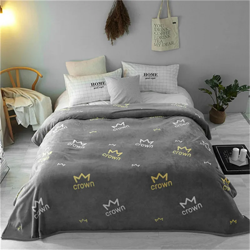 Brand home textile gray coral fleece fabric blanket for sofa warm bedspread cover on the bed LREA | Дом и сад