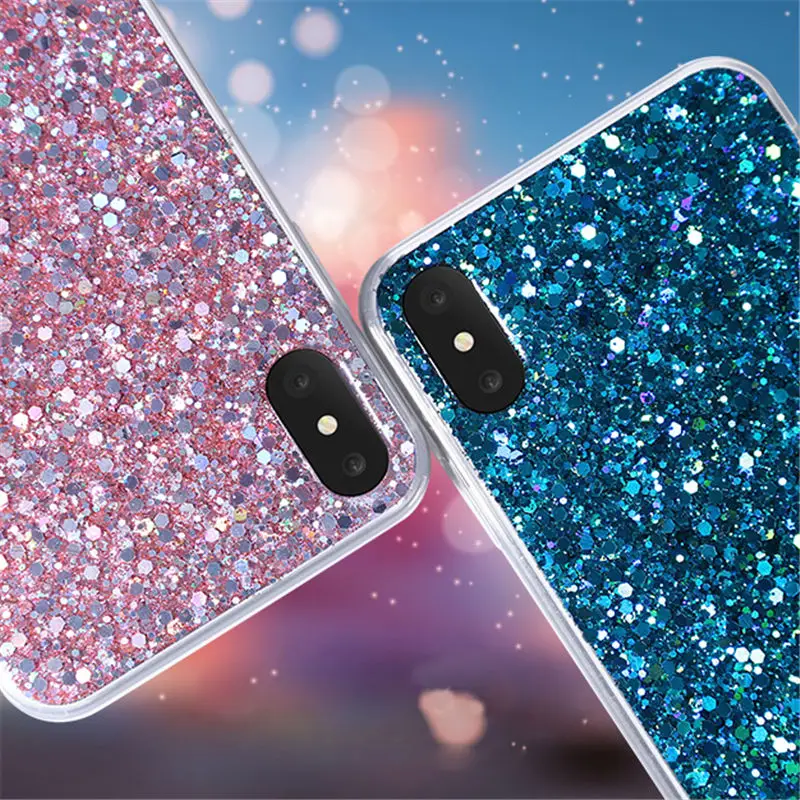Блестящий прозрачный силиконовый чехол с блестками для iPhone 6 s 7 8 XS MAX XR X 10 5 5SE 6Plus