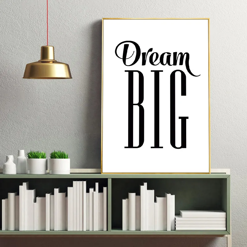 Плакаты и принты Dream Big Home с цитатами черно-белая холщовая Настенная картина