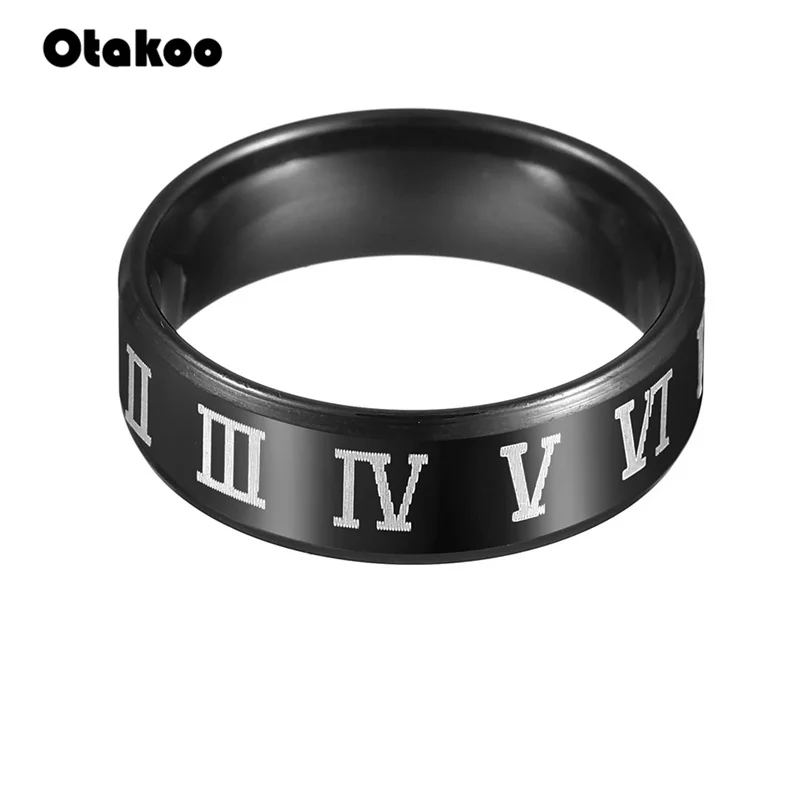 Otakoo модное черное кольцо с римскими цифрами мужское крутое свадебное ювелирное