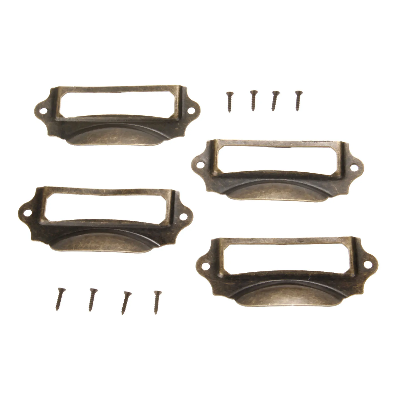 

4Pcs 90x43mm Antique Bronze Furniture Handle Label Pull Frame Handle File Name Card Holder For Cabinet Drawer Box Case Bin Alloy
