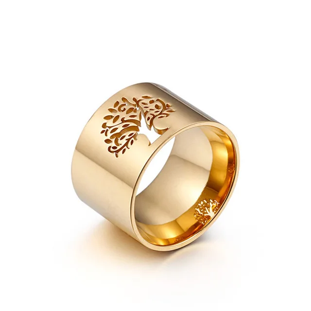 Tree Gold Полированный Клевер нержавеющая сталь кольцо для женщин золото/серебро цвет кольца на палец Размер 6 7 8 9 модные ювелирные изделия оптом кольца - Цвет основного камня: Tree Gold