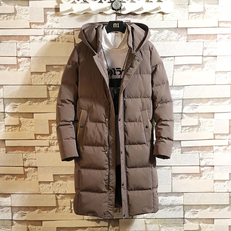 M-4XL 5XL длинный A088-MY18381-P165 с капюшоном зимнее пальто Мужская Толстая парка мужские свободные теплые мужские зимние куртки и пальто