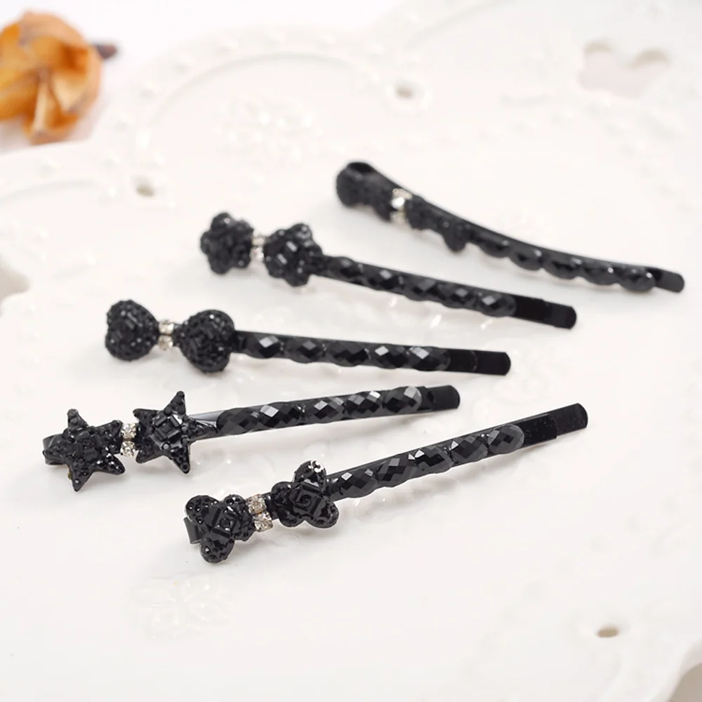 1 предмет Новинка Черные со стразами и жемчугом зажим для волос лента с бантом
