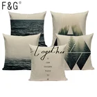 Подушка льняная с принтом, декоративная наволочка для дома и автомобиля, с простым принтом