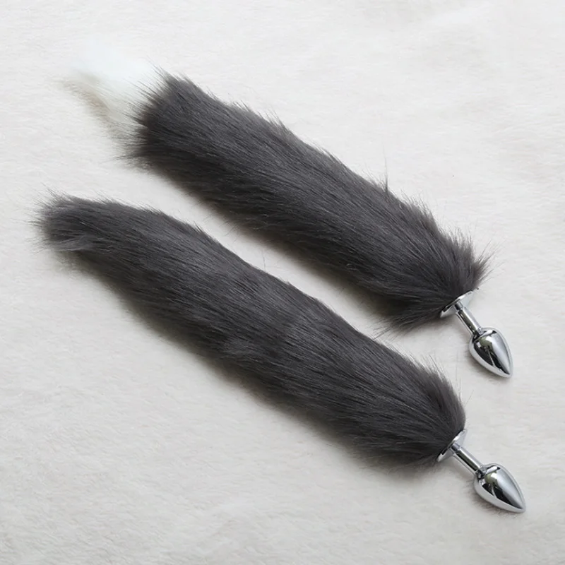 Фетиш мягкий дикий лисий хвост Металл Сталь/Силиконовые Анальная пробка для