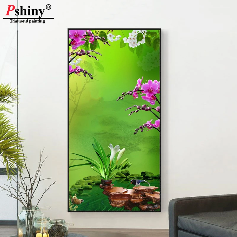 

Pshiny 5d алмазная вышивка «сделай сам», цветок, Орхидея, алмазная живопись, вышивка крестиком, полная выкладка, квадратные Стразы, домашний дек...