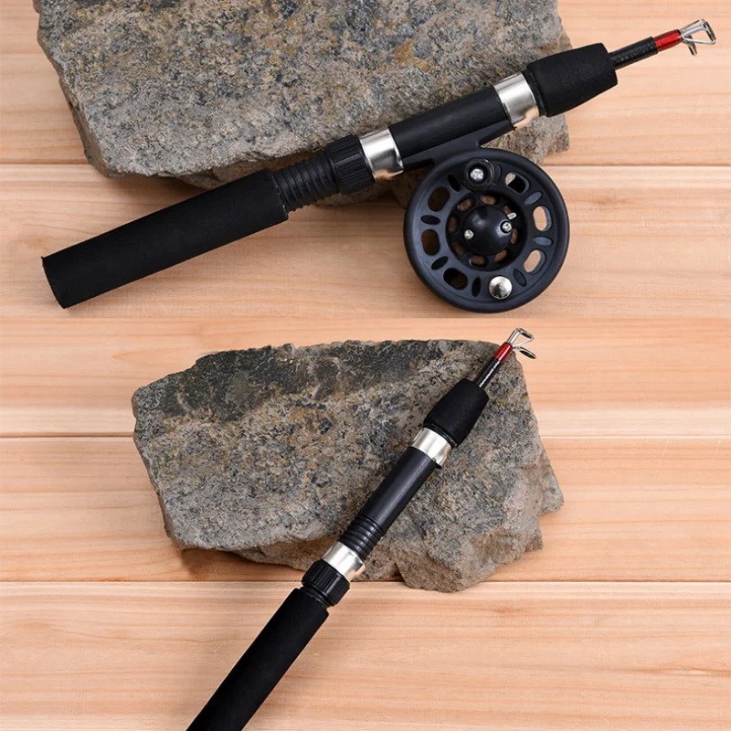Ice Fishing Rod(Reel) Winter Super Short FRP Fiber Lightweight Retractable Telescopic Pole(Wheel) For Freshwater Saltwater
