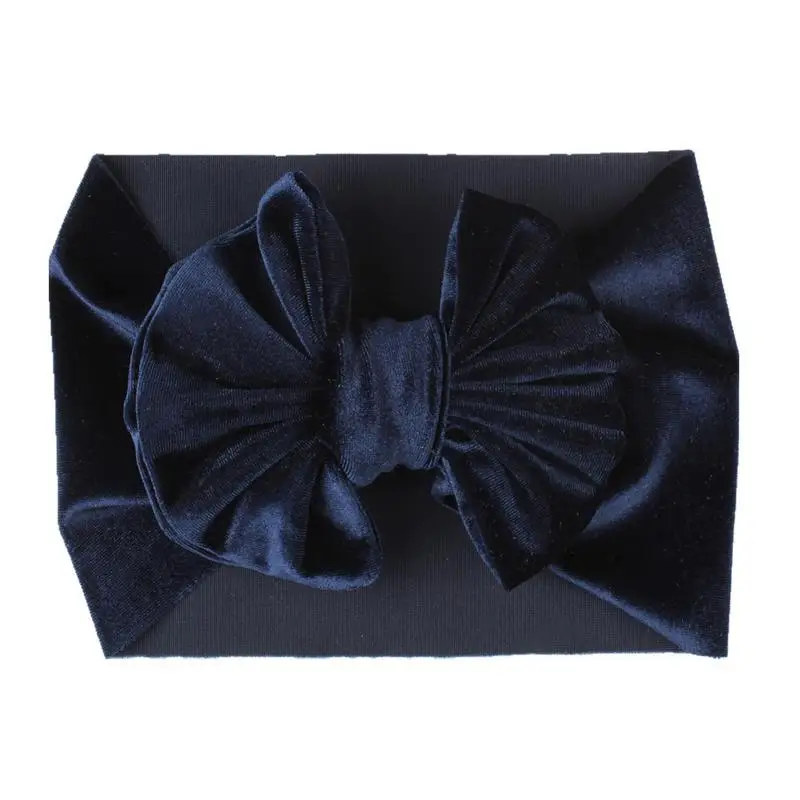 Navy Blue 11 цветов, повязка на голову с бантом для маленьких девочек, повязка на голову с бантом, Детская повязка для волос, Детская бархатная повязка на голову, аксессуары для волос - Цвет: Navy Blue