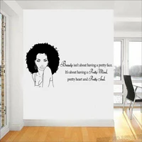 Tribal African Woman Decal Beauty Quote Beautiful Afro Girl Home Decor Wall Art Home Decoration Shop Window Sign L785