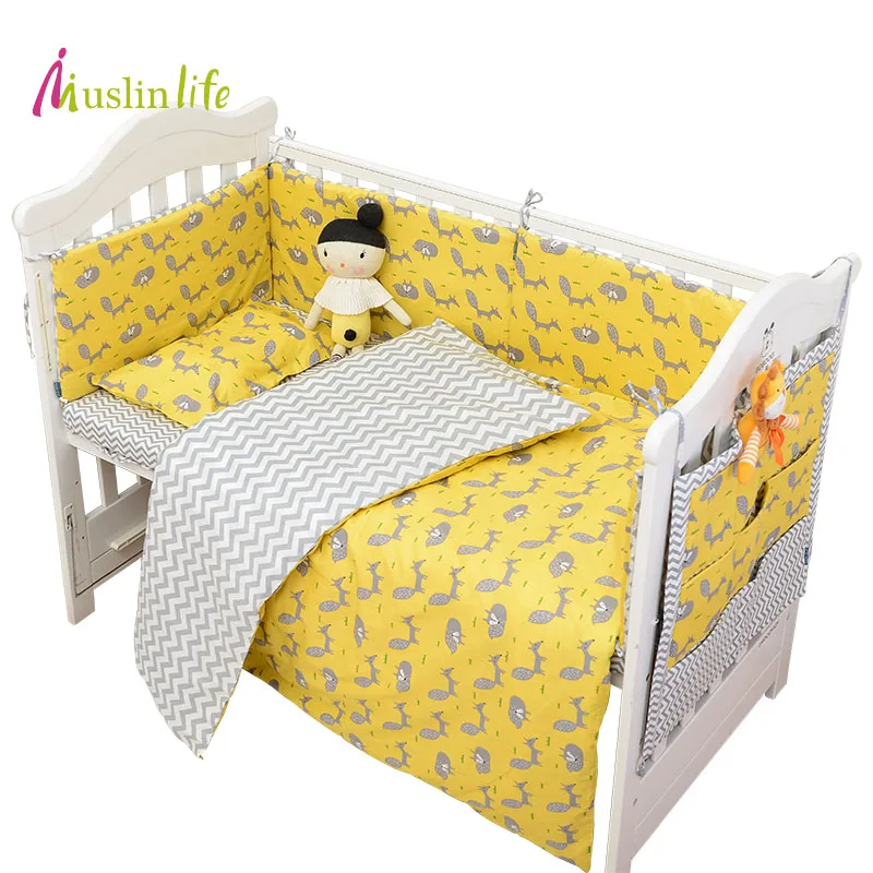 Muslinlife новый модный бампер для детской кроватки с желтой лисой хлопковые защитные