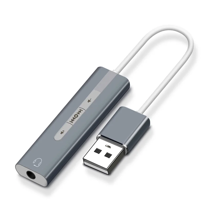 Серый 2 в 1 USB внешняя звуковая карта USB до 3,5 мм Стерео Джек адаптер для наушников EM88 - Цвет: Серый