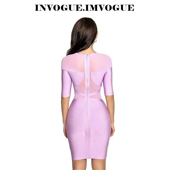 INVOGUE. Женское Сетчатое платье с круглым вырезом ivogue однотонное облегающее