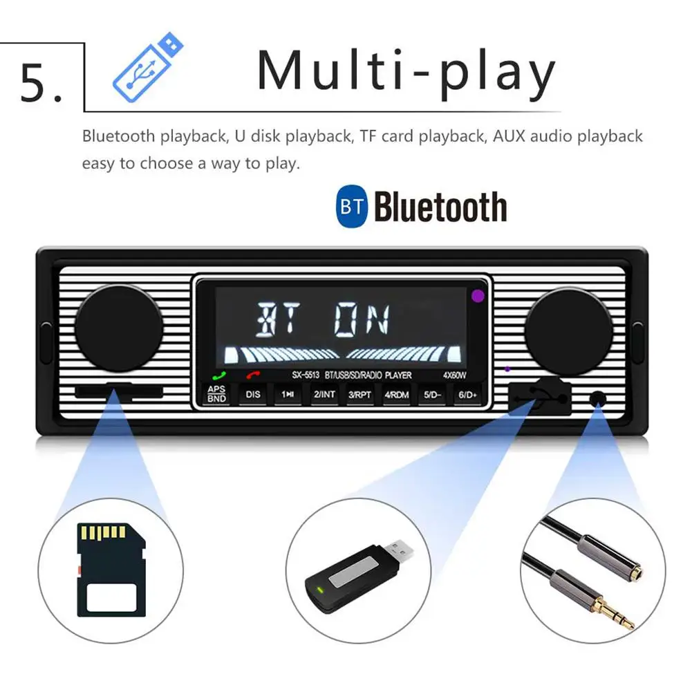 Bluetooth винтажное автомобильное радио MP3 плеер стерео USB AUX классический автомобильный стерео аудио Авто Аудио аксессуары Радио MP3 плеер аудио