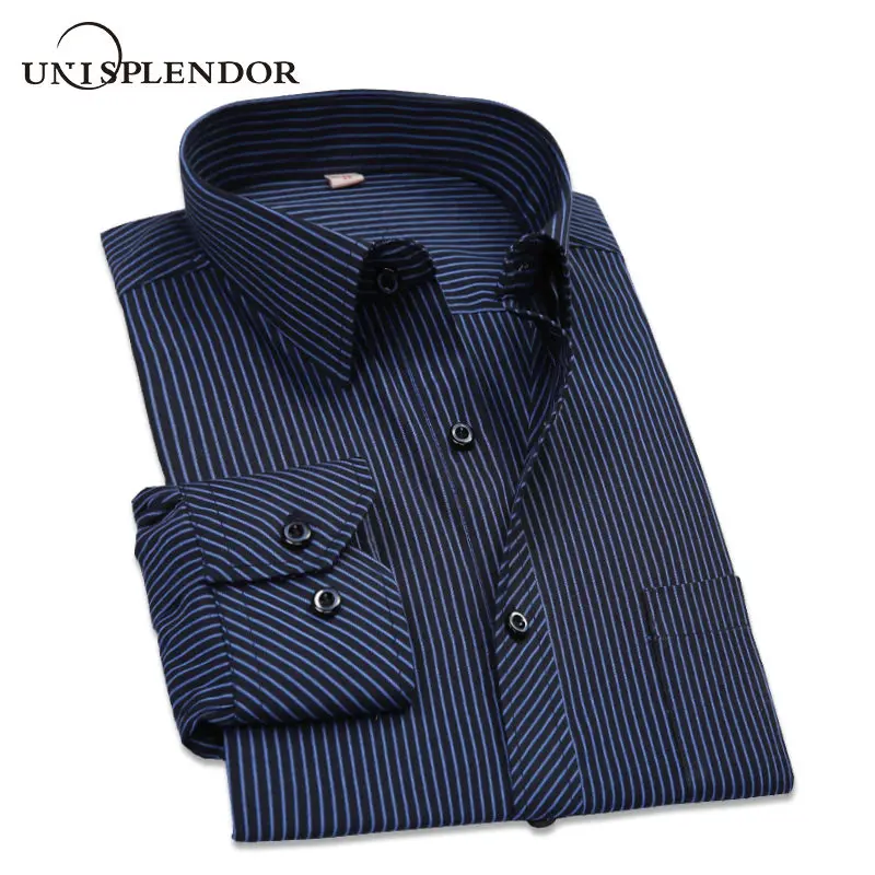 Мужская хлопковая рубашка с длинным рукавом в полоску|men brand dress shirt|mens shirtsmen shirt |