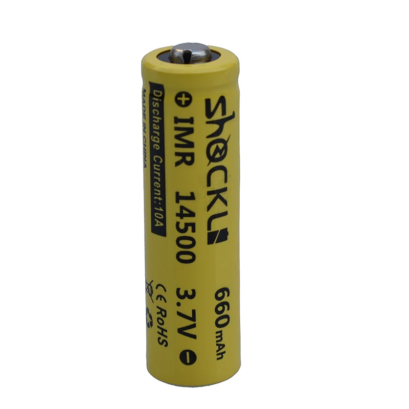 4 шт/много Shockli 14500 батарея 3,7 V 660mAh литий-ионная аккумуляторная батарея+ батарейный блок для фонарей, фар, фонарь