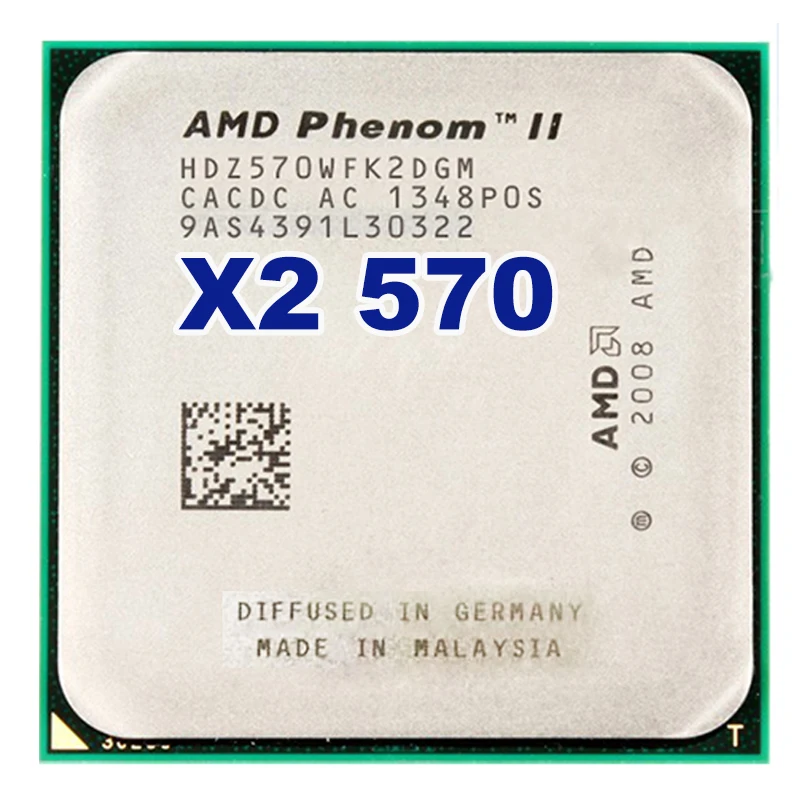 Процессор AMD Phenom II X2 570 двухъядерный ЦП 3 5 ГГц/6 м/80 Вт/2000 МГц разъем am3 am2 938 pin |