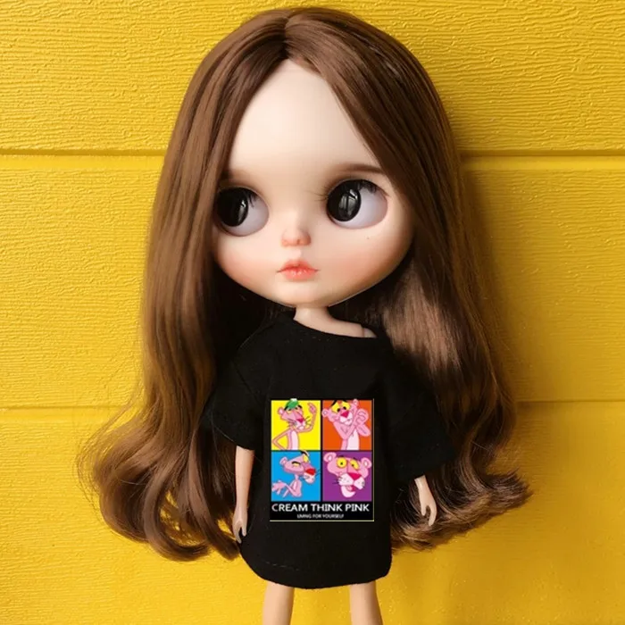1/6 кукла черная футболка для Pullip одежда мультфильм толстовки ob24 Azone Licca Blyth 30 см