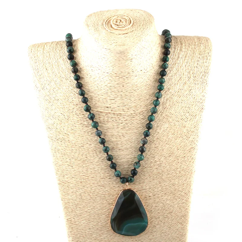 MOODPC Fashion Bohemian Jewelry Africa Stone Knotted Crystal Pave Sea Shell Pendant Women Necklace | Украшения и аксессуары